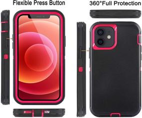 img 1 attached to 📱 AOPULY iPhone 12/12 Pro Case 6.1" with 2 Screen Protectors, Full Body Rugged Military Grade Cover, Shockproof/Drop Proof Protection Phone Case (Black Rose Red2)