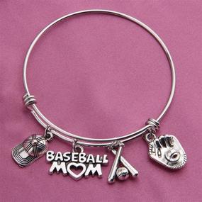 img 1 attached to QIIER Baseball Mom Bracelet Baseball Charm Bangle Softball Jewelry Sports Gift for Baseball Moms