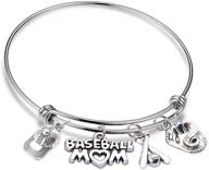 qiier baseball mom bracelet baseball charm bangle softball jewelry sports gift for baseball moms logo