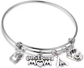 img 4 attached to QIIER Baseball Mom Bracelet Baseball Charm Bangle Softball Jewelry Sports Gift for Baseball Moms