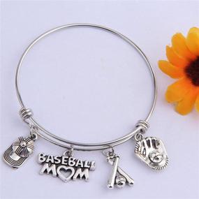 img 3 attached to QIIER Baseball Mom Bracelet Baseball Charm Bangle Softball Jewelry Sports Gift for Baseball Moms