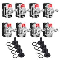 waterproof heavy duty toggle switches 8 pack - 2 pin on off spst rocker for cars, 20a logo