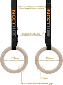 img 3 attached to 🔥 5BILLION FITNESS Wood Gymnastic Rings - Adjustable Straps, Heavy Duty Gym Equipment for Home Gym, Strength Training, Pull Ups and Dips