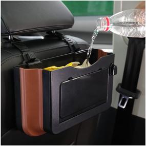 img 4 attached to 🚗 FAUROREST Waterproof Car Trash Bin - Multipurpose Waste Organizer with Foldable Cup Holder and Valet Tray for Truck, SUV, Van - Mini Automotive Garbage Collapsible Bag
