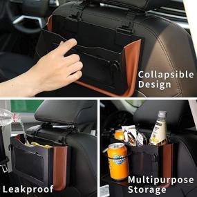 img 3 attached to 🚗 FAUROREST Waterproof Car Trash Bin - Multipurpose Waste Organizer with Foldable Cup Holder and Valet Tray for Truck, SUV, Van - Mini Automotive Garbage Collapsible Bag