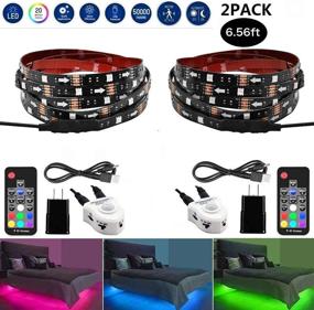 img 3 attached to 6.56ft Motion Sensor RGB LED Strip Lights – Color Changing Night Light for Home Decoration (2 Packs)