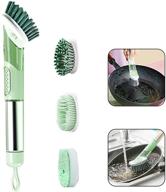 🧽 efficient kitchen cleaning with soap dispensing dish brush - 3 replaceable heads, no leaking soap dispenser for pot, pan, and sink logo