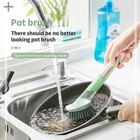 img 3 attached to 🧽 Efficient Kitchen Cleaning with Soap Dispensing Dish Brush - 3 Replaceable Heads, No Leaking Soap Dispenser for Pot, Pan, and Sink