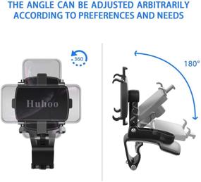 img 3 attached to 📱 Huhoo Car Dashboard Phone Holder: 360° Rotation, Adjustable Clip Stand for 4-6.7” Smartphones – 3-in-1 Mount