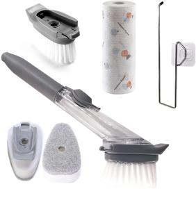 img 4 attached to 🧼 Ultimate 6-Pack Kitchen Cleaning Set: Stainless Steel Hanger, Dishwashing Rag, and Cleaning Brushes