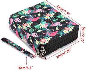 img 3 attached to 🎨 BTSKY 120 Slot Colored Pencil Case - Large Capacity Pen Organizer with Handle Strap, Flamingo Print, Black