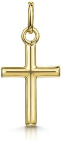img 4 attached to Amberta Unisex 9K Yellow Gold Cross Pendant: Elegant and Timeless Jewelry