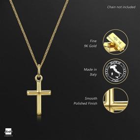 img 2 attached to Amberta Unisex 9K Yellow Gold Cross Pendant: Elegant and Timeless Jewelry
