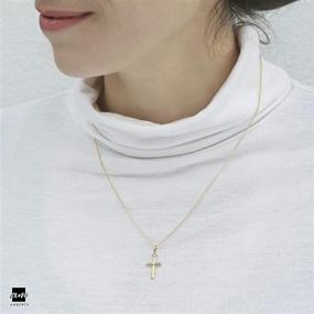 img 1 attached to Amberta Unisex 9K Yellow Gold Cross Pendant: Elegant and Timeless Jewelry