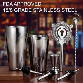 img 1 attached to 🍸 8-Piece Cocktail Shaker Set with Boston Shaker, Martini Shaker, and Bar Tools - Premium Stainless Steel Cocktail Strainer, Double Measuring Jigger, Mixing Spoon