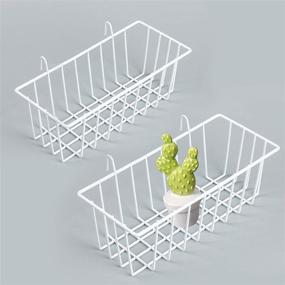 img 4 attached to 📦 Mygogo Wall Grid Panel Basket Storage Rack (Pack of 2, White) – 9.2"x3.9"x3.1" Display Shelf Solution