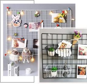 img 3 attached to 📦 Mygogo Wall Grid Panel Basket Storage Rack (Pack of 2, White) – 9.2"x3.9"x3.1" Display Shelf Solution