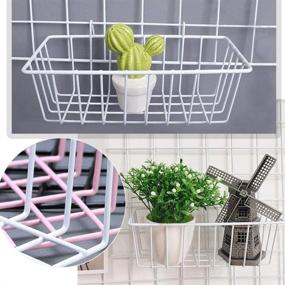 img 2 attached to 📦 Mygogo Wall Grid Panel Basket Storage Rack (Pack of 2, White) – 9.2"x3.9"x3.1" Display Shelf Solution