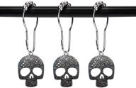 🚿 zilucky set of 12 sugar skull shower curtain hooks: stylish stainless steel skeleton decor for rustproof bathroom accessories (silver) logo
