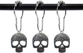 img 4 attached to 🚿 ZILucky Set of 12 Sugar Skull Shower Curtain Hooks: Stylish Stainless Steel Skeleton Decor for Rustproof Bathroom Accessories (Silver)