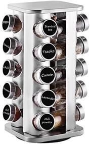 img 3 attached to Stainless Steel Spice Rack Organizer, 20-Jars Countertop Carousel, Square Tower Design, Seasoning Storage Solution for Kitchen Home Dried Herbs