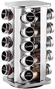 img 2 attached to Stainless Steel Spice Rack Organizer, 20-Jars Countertop Carousel, Square Tower Design, Seasoning Storage Solution for Kitchen Home Dried Herbs