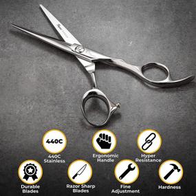 img 3 attached to 💇 High-Quality Professional Hair Scissors: 6 Inch with Razor-Sharp 440C Steel Blades for Precise Haircuts, Durable & Smooth Motion. Includes Elegant Sheath, Cleaning Leather, and Key.