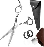 💇 high-quality professional hair scissors: 6 inch with razor-sharp 440c steel blades for precise haircuts, durable & smooth motion. includes elegant sheath, cleaning leather, and key. logo