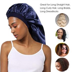 img 3 attached to 💤 Vextronic Extra Large Satin Bonnet: A Double Layer Silk Bonnet for Black Women with Long, Deadlock, and Curly Hair - Ideal Braid Bonnet for Sleeping