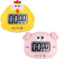 🐾 adorable animal kitchen timer set: magnetic digital countdown timers with cute cartoon lcd display for cooking logo