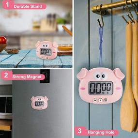 img 1 attached to 🐾 Adorable Animal Kitchen Timer Set: Magnetic Digital Countdown Timers with Cute Cartoon LCD Display for Cooking