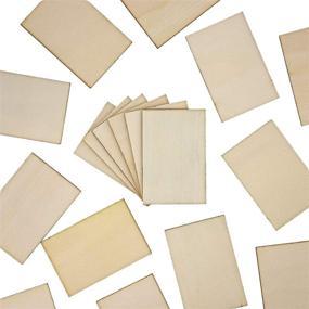 img 1 attached to 🔲 60 Pack of Unfinished Wooden Cutout Tiles for Crafts - 2x3 Inches, Wood Rectangles for DIY Projects