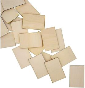 img 2 attached to 🔲 60 Pack of Unfinished Wooden Cutout Tiles for Crafts - 2x3 Inches, Wood Rectangles for DIY Projects