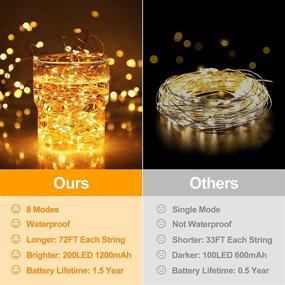 img 3 attached to 🌞 Long-lasting and Weather-resistant Solar Fairy String Lights - 288FT, 4-Pack, 200 LED, Warm White Copper Wire Lights with 8 Lighting Modes for Outdoor Deck, Garden, Fence, Pool Party