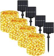 🌞 long-lasting and weather-resistant solar fairy string lights - 288ft, 4-pack, 200 led, warm white copper wire lights with 8 lighting modes for outdoor deck, garden, fence, pool party логотип