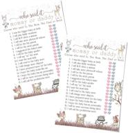 🌿 woodland parental trivia game cards for baby shower (25 pack) guess who said it - entertaining activity for guests – rustic floral and forest animal theme (5 x 7 inches) paper clever party logo