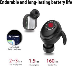 img 1 attached to 🎧 Bluetooth 5.0 True Wireless Earbuds - Sports In-Ear TWS Stereo Mini Headset w/ Mic, Extra Bass, IPX5 Waterproof, Low Latency, Instant Pairing, 15H Battery, Charging Case, Noise Cancelling Earphones