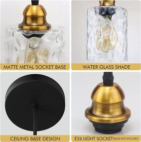 img 1 attached to 🔦 Adjustable Cord Industrial Pendant Light Fixture - Small Glass, Farmhouse Style for Kitchen Island, Dining Table, Bedroom & Hallway - Vintage Gold Ceiling Hanging Light - 1 Pack