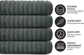 img 3 attached to 🛀 Turkmen Linens Luxury Bath Towels - Set of 4, 30"x 54", Ultra Soft & Thick Towels, 600 GSM, Made with Premium Cotton, Super Absorbent, Hotel & Spa Quality - Dark Grey