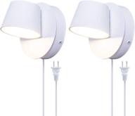 🛋️ viluxy modern led bedside wall sconce plug-in cord with switch lighting fixture - 350 rotation adjustment, white wall lamp for bedroom, 6w, 3000k (2 pack) логотип