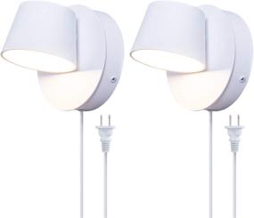 img 2 attached to 🛋️ VILUXY Modern LED Bedside Wall Sconce Plug-in Cord with Switch Lighting Fixture - 350 Rotation Adjustment, White Wall Lamp for Bedroom, 6W, 3000K (2 Pack)