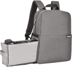 img 4 attached to CADeN Camera Bag Backpack with 14&#34; Laptop Compartment – Waterproof Grey Case for DSLR Mirrorless SLR Cameras: Compatible with Sony, Canon, Nikon Camera, Lens, and Tripod Accessories