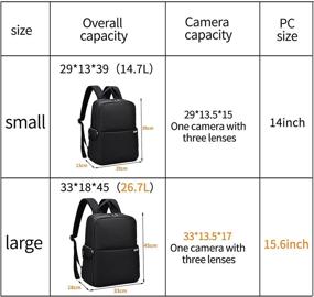 img 3 attached to CADeN Camera Bag Backpack with 14&#34; Laptop Compartment – Waterproof Grey Case for DSLR Mirrorless SLR Cameras: Compatible with Sony, Canon, Nikon Camera, Lens, and Tripod Accessories