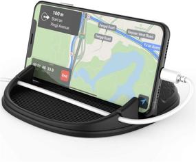 img 4 attached to 📱 Solpuo Car Cell Phone Holder: Flexible Silicone Mount for Dashboards, Anti-Slip Phone Holder for iPhone, Samsung, Android Smartphones, and More - Black