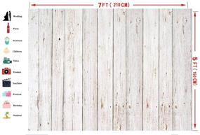 img 1 attached to Dudaacvt Vintage Wood Backdrop: Retro Rustic White & Gray Wooden Floor Background for Photography, Kids, Adult Photo Booth, Video Shoot - Vinyl Studio Props, 7x5FT