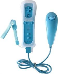 img 3 attached to 🎮 NewBull Light Blue Remote Game Control with Built-in Motion Plus for Wii Wii U - Nunchuck Controller Set