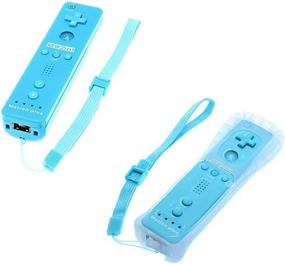 img 1 attached to 🎮 NewBull Light Blue Remote Game Control with Built-in Motion Plus for Wii Wii U - Nunchuck Controller Set