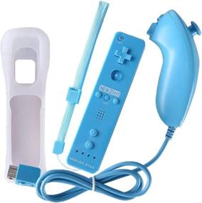 img 4 attached to 🎮 NewBull Light Blue Remote Game Control with Built-in Motion Plus for Wii Wii U - Nunchuck Controller Set