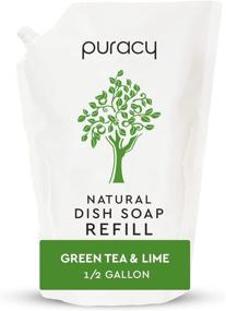img 4 attached to 🌿 Puracy Dish Soap Refill - Green Tea & Lime - Ultra-Concentrated Hypoallergenic Dishwashing Liquid - Natural Moisturizing Kitchen Soap - 64 Fl Oz