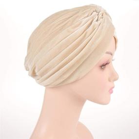img 1 attached to 👑 Luxurious YFJH Pleated Stretch Ruffle Velvet Chemo Turban Hat Wrap Cover - Beauty at its Finest